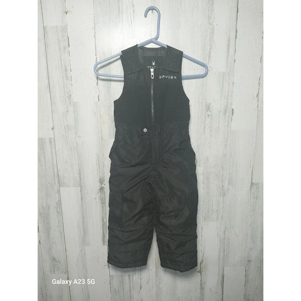 Spyder Boys Size 4T Black Insulated Ski Bib Snow Pants Fleece Snowsuit